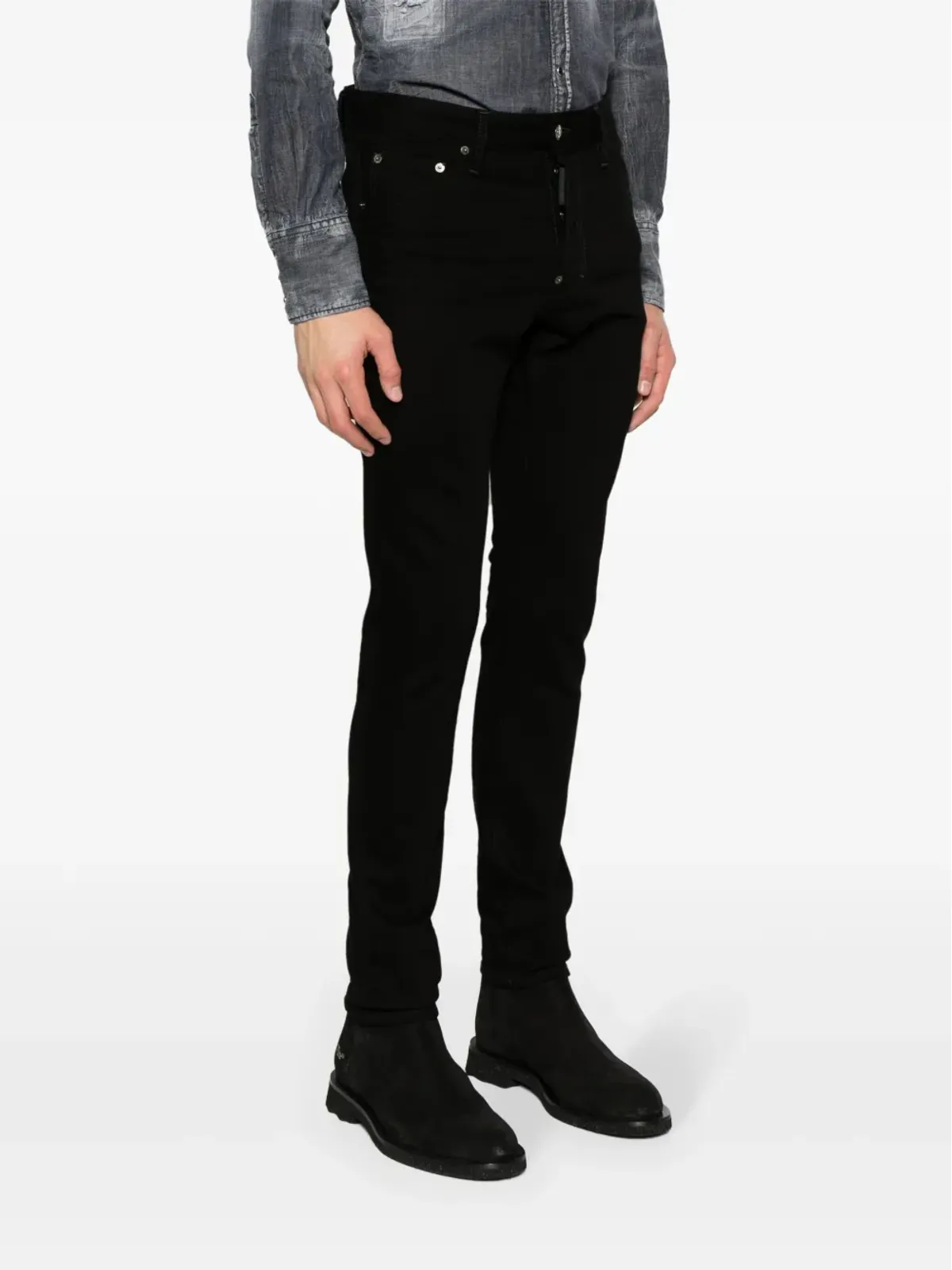 DSQUARED2 クールガイ ミッドライズ スキニー ジーンズ ブラック - 画像3