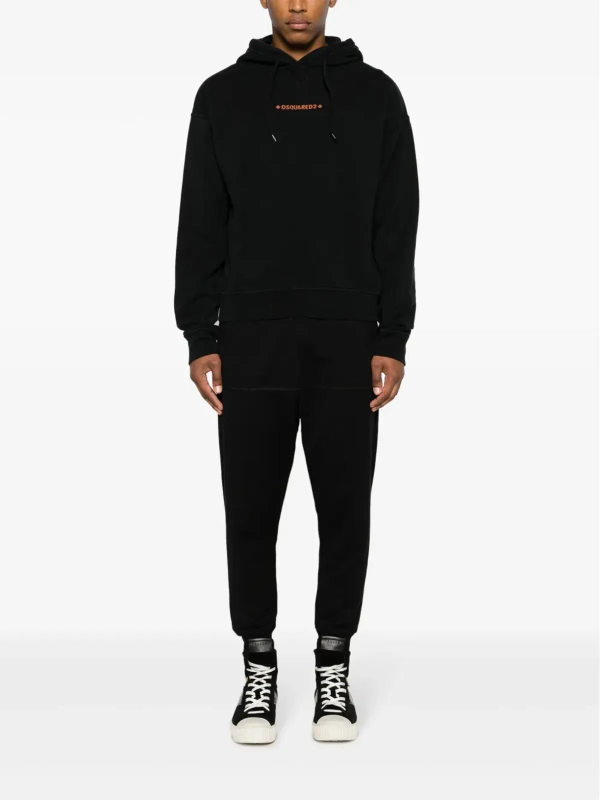DSQUARED2 Cipro ロゴプリント コットン フーディ - ブラック - 画像2