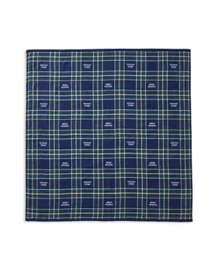 Miki House check-pattern cotton blanket - Blue - サムネイル1