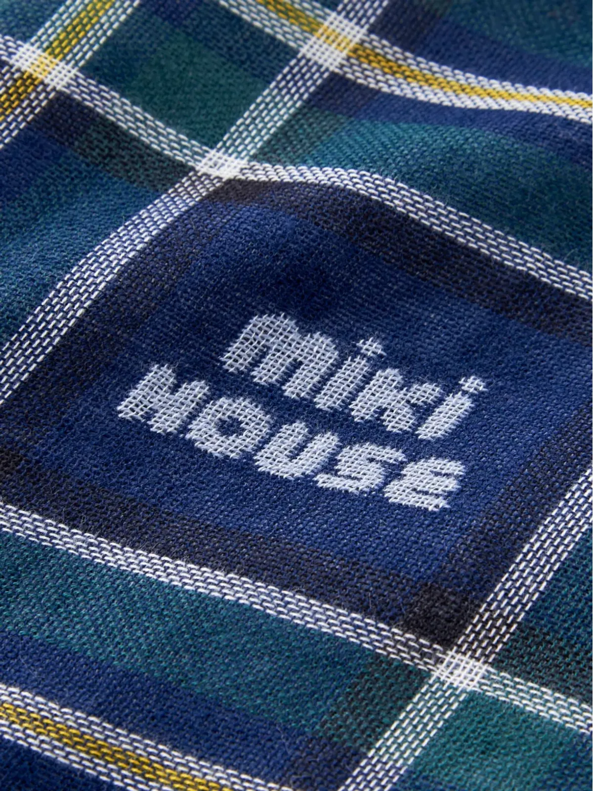 Miki House check-pattern cotton blanket - Blue - 画像3