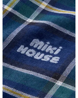 Miki House check-pattern cotton blanket - Blue - サムネイル3