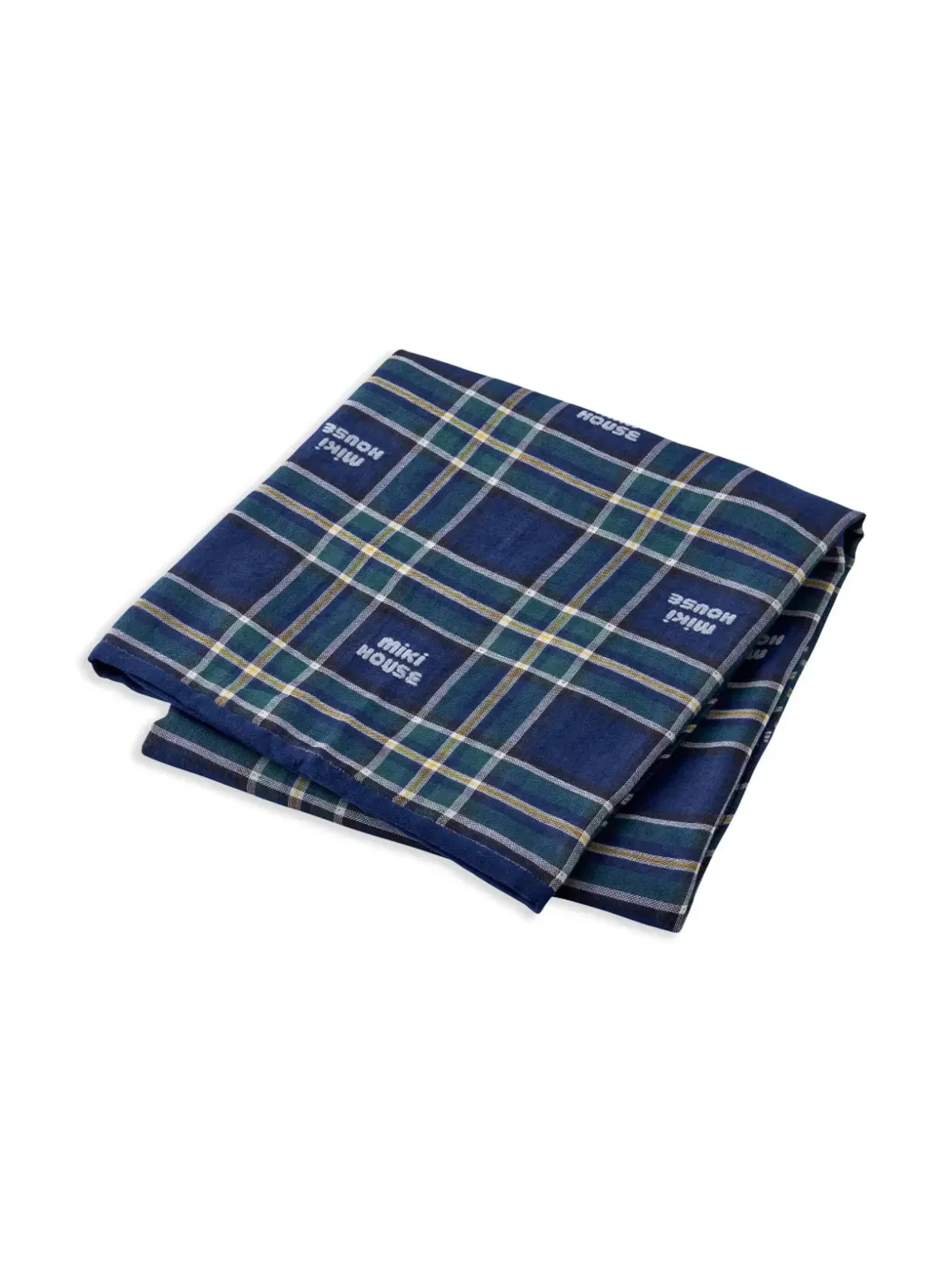 Miki House check-pattern cotton blanket - Blue - 画像4