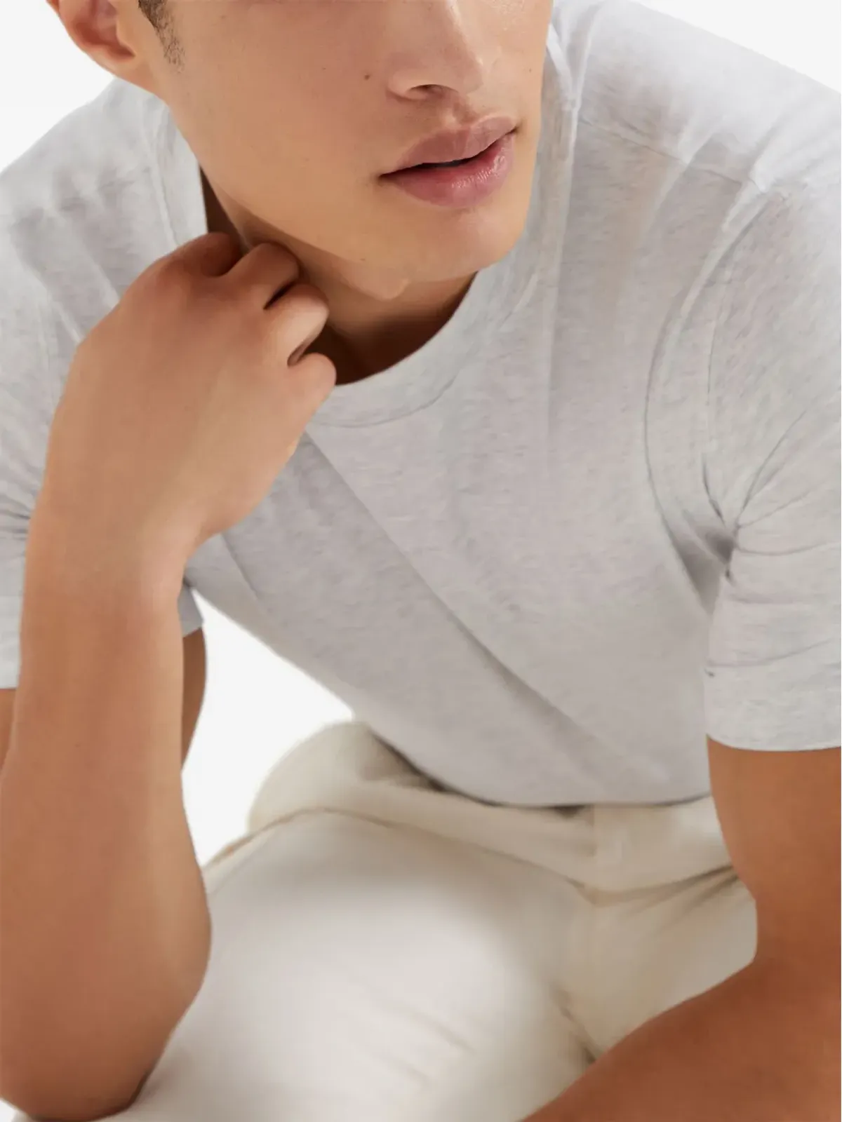Brunello Cucinelli メランジェ風コットン混紡Tシャツ - グレー - 画像4