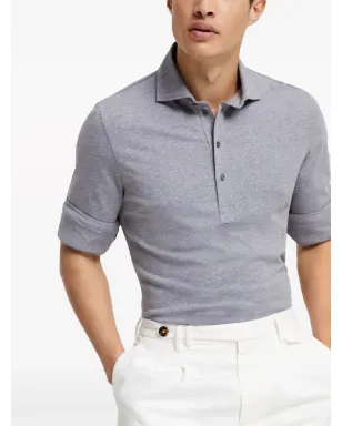 Brunello Cucinelli メランジュ風コットン ポロシャツ グレー - サムネイル5