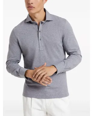Brunello Cucinelli メランジュ風コットン ポロシャツ グレー - サムネイル3