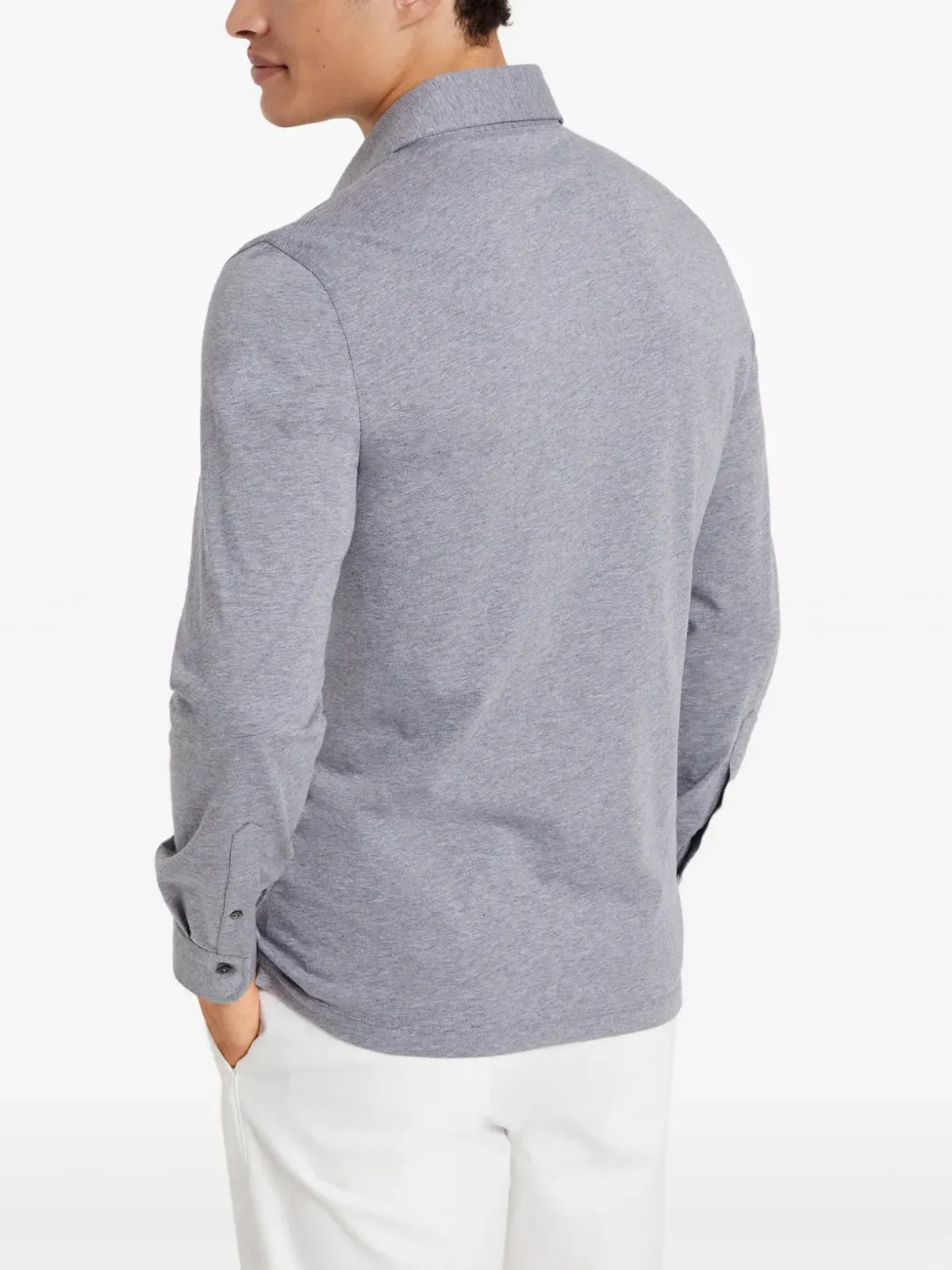 Brunello Cucinelli メランジュ風コットン ポロシャツ グレー - 画像4