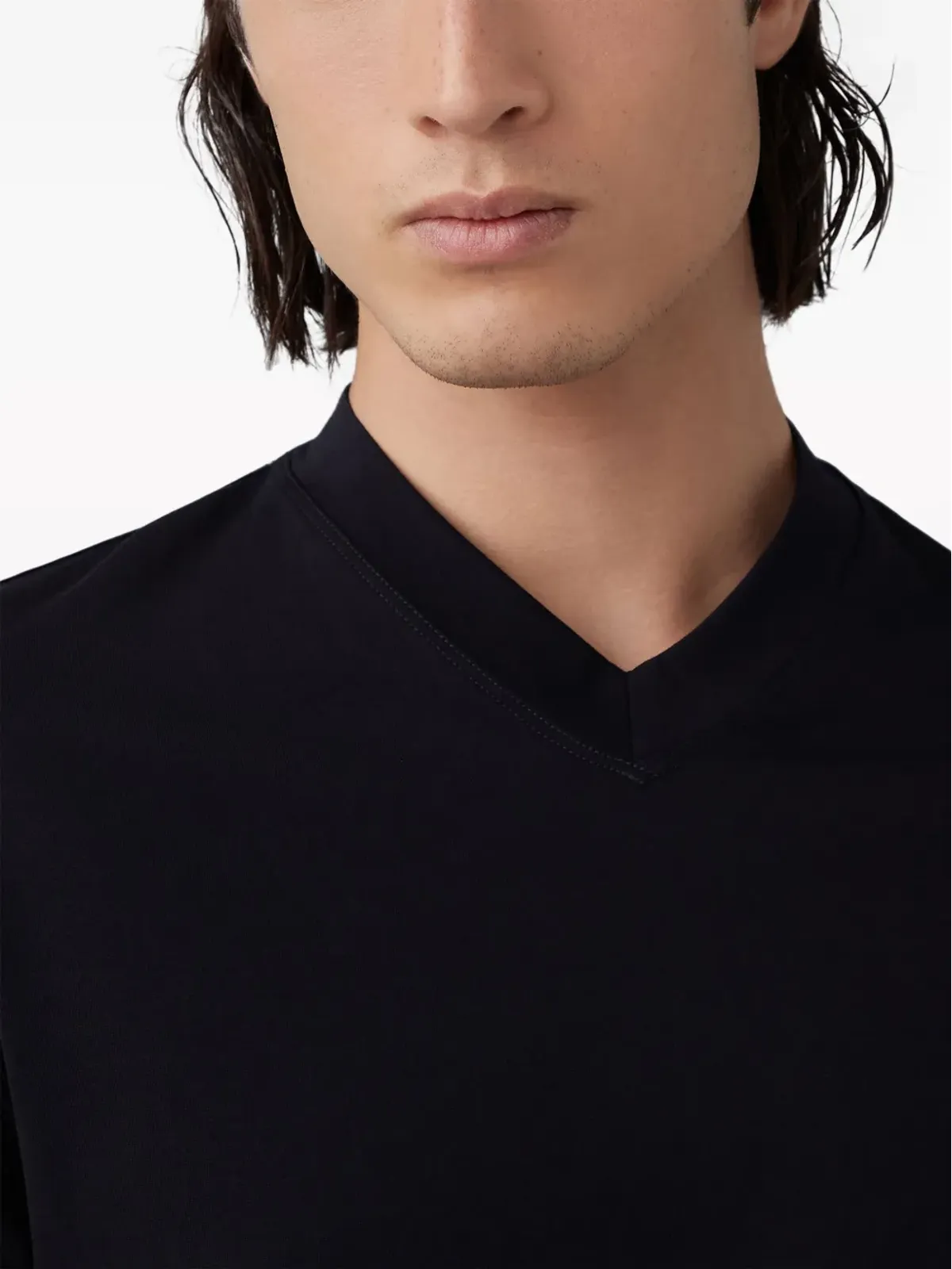 Brunello Cucinelli Vネック コットンTシャツ ブラック - 画像5