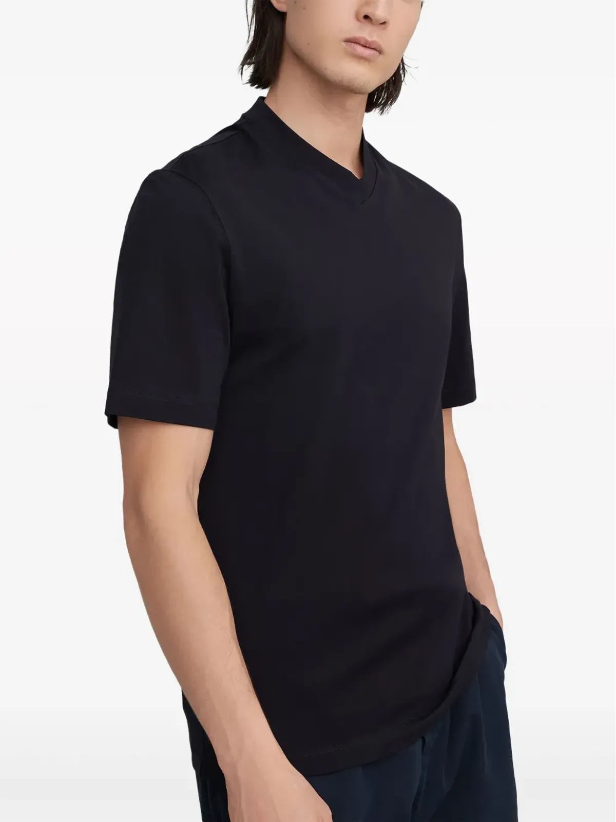 Brunello Cucinelli Vネック コットンTシャツ ブラック - 画像4