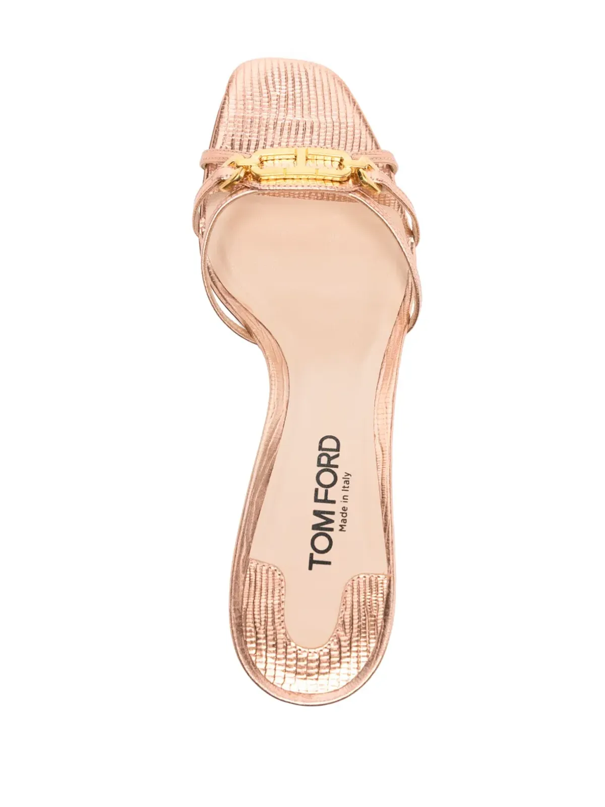 TOM FORD ロゴプレート付きレザー ヒールサンダル - 画像4