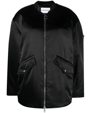 STAND STUDIO Prim satin bomber jacket - Black - サムネイル1