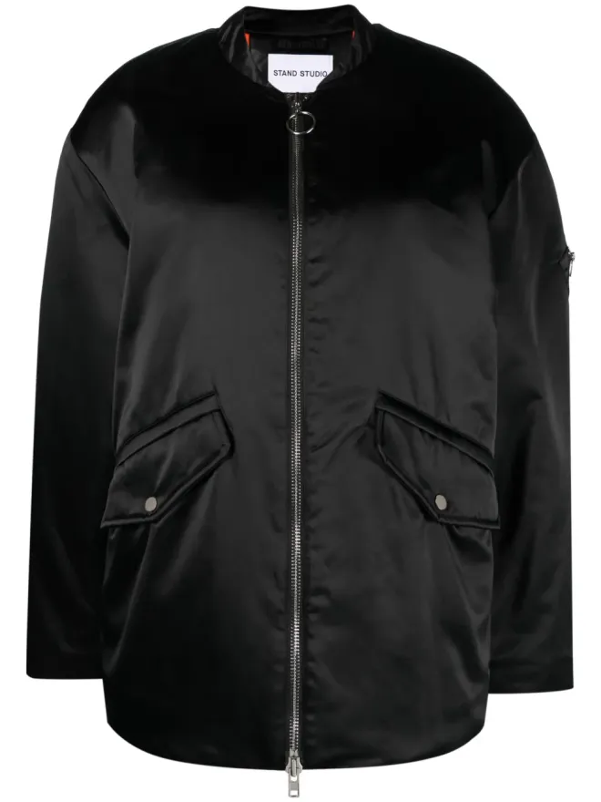 Stand Studio STAND STUDIO Prim satin bomber jacket - Blackの商品画像