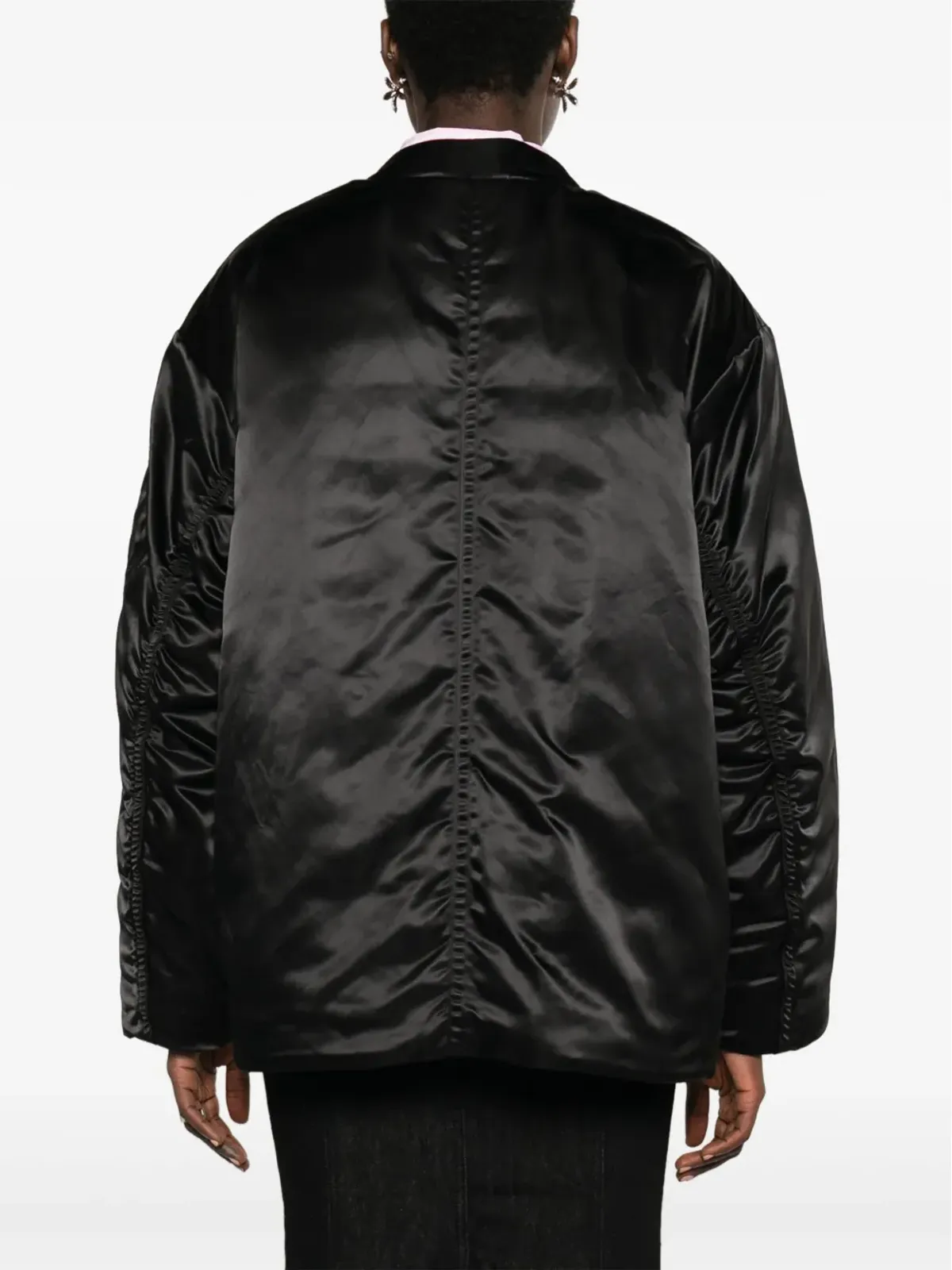 STAND STUDIO Prim satin bomber jacket - Black - 画像4
