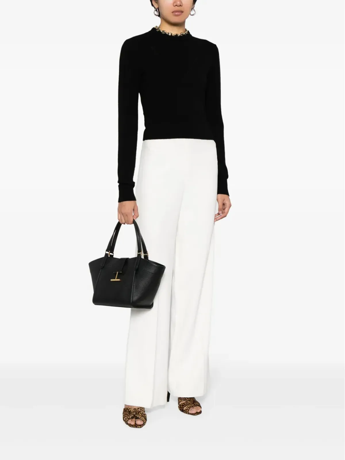 TOM FORD ターラ レザー トートバッグ - ブラック - 画像2
