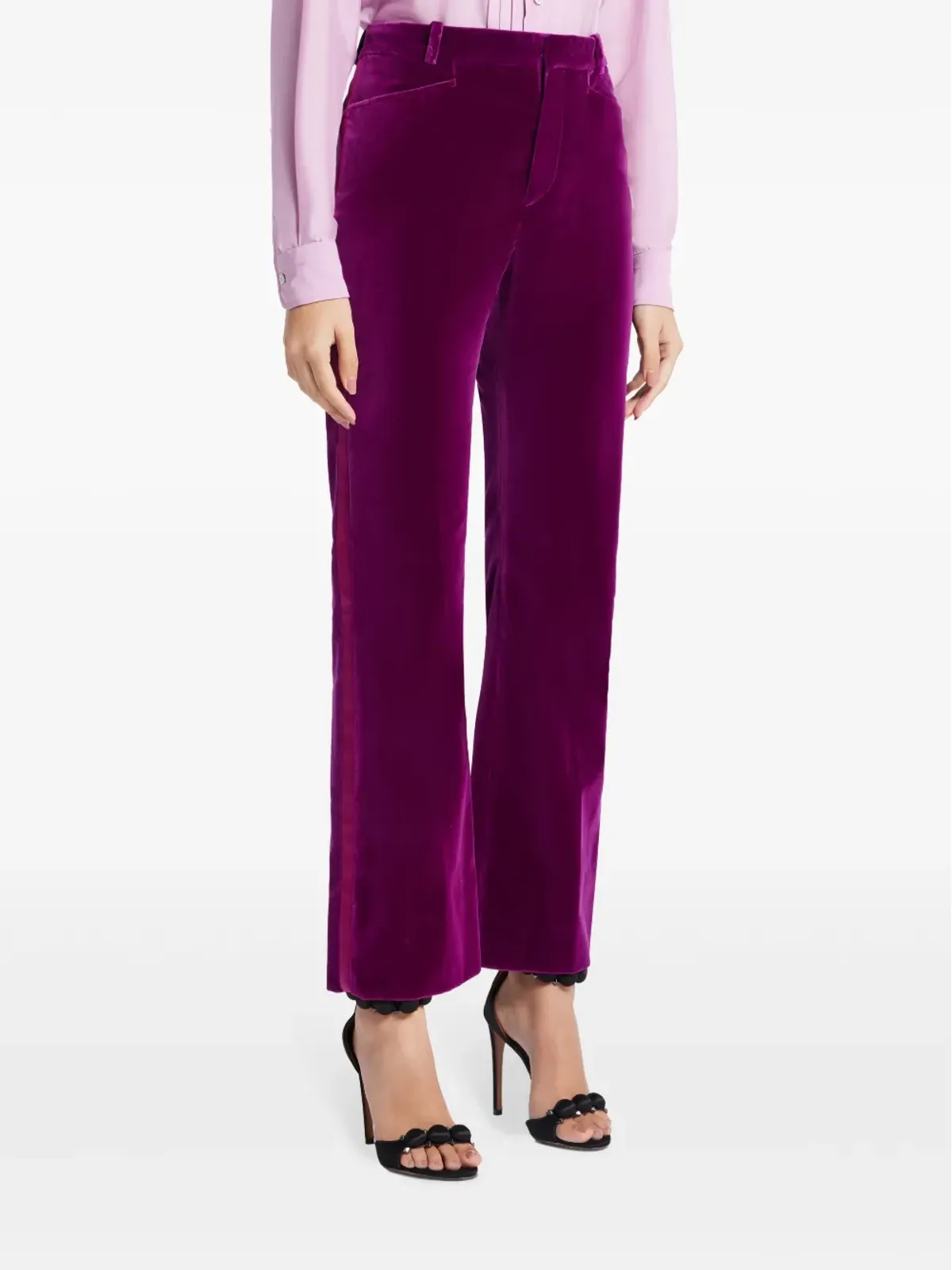 TOM FORD ベルベットフレアパンツ ピンク - 画像3