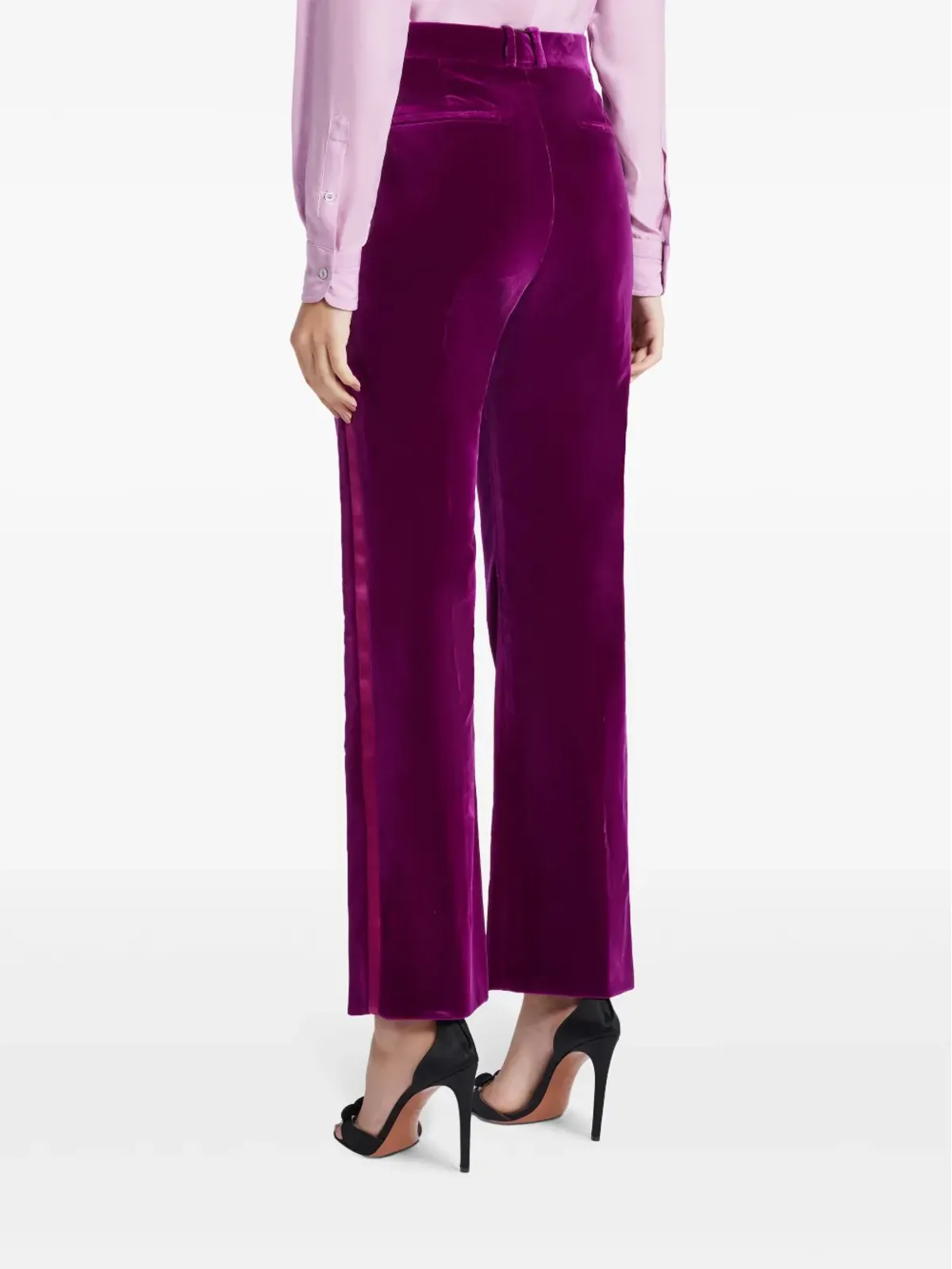 TOM FORD ベルベットフレアパンツ ピンク - 画像4