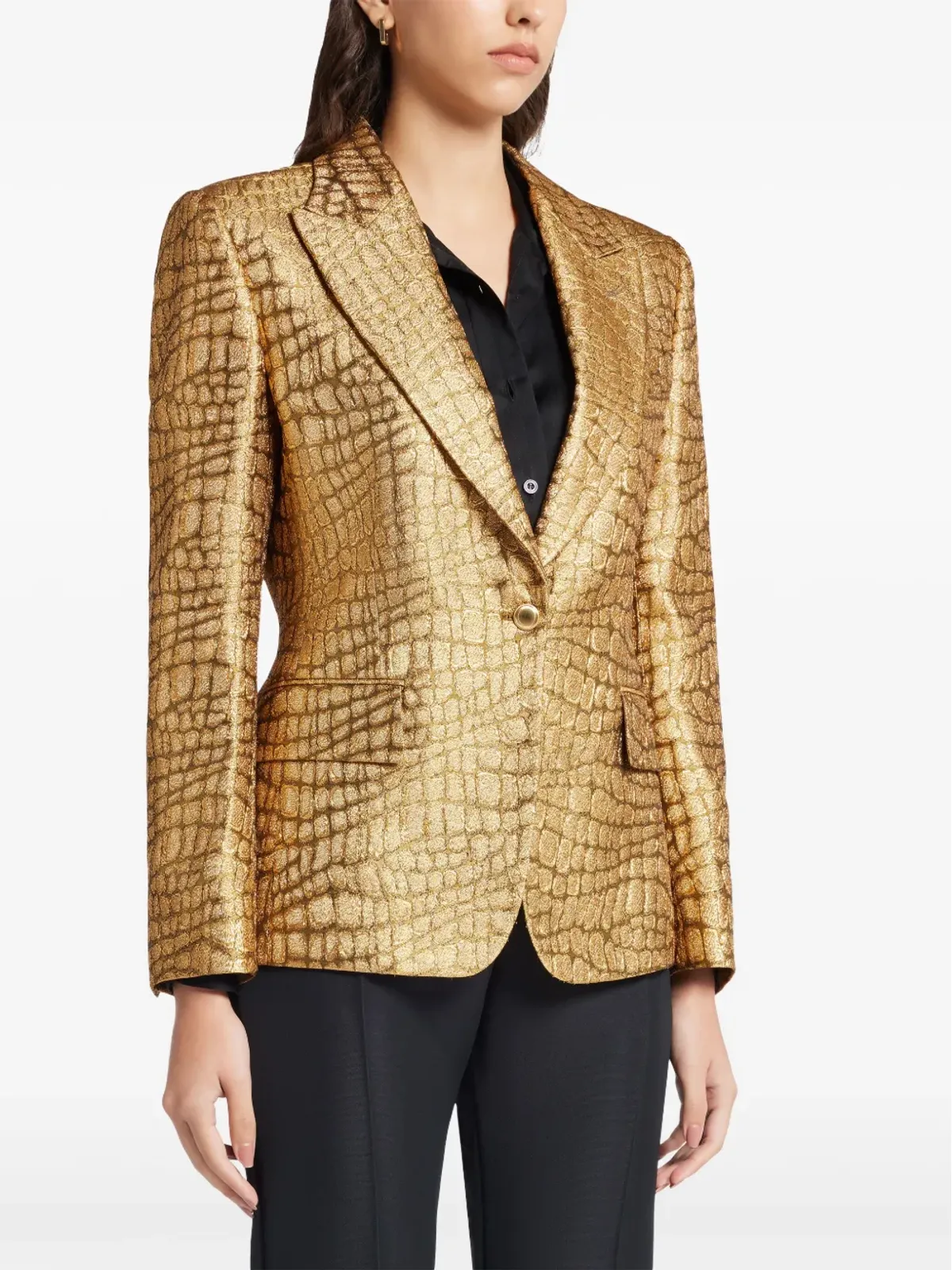 TOM FORD 蛇皮風の織りブレザー - ゴールド - 画像3