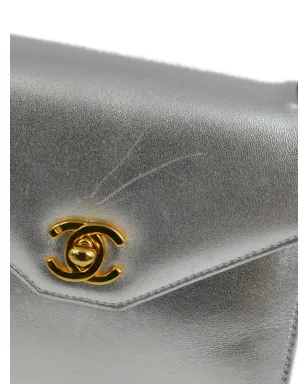 CHANEL ビンテージ 1997 CCターンロック ハンドバッグ - シルバー - サムネイル5