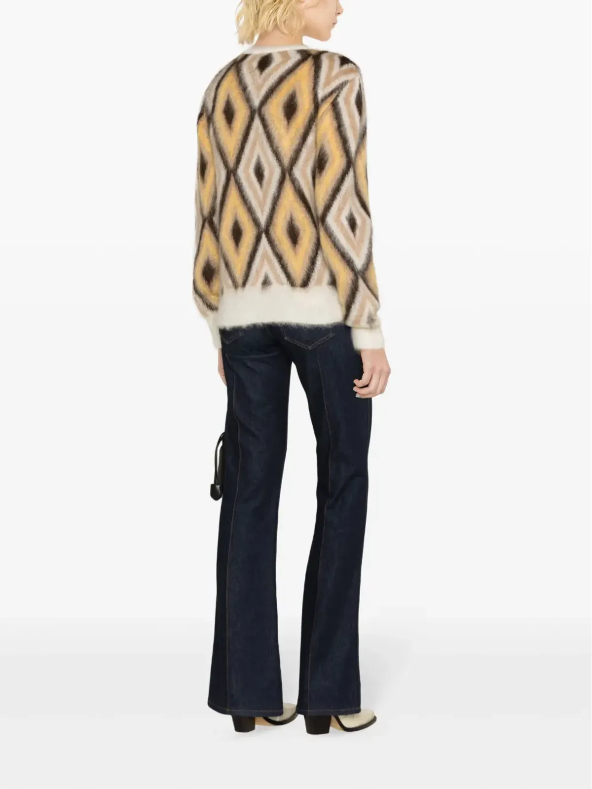 ETRO ダイヤモンドジャカード ラウンドネック ニットセーター ブラウン - 画像4