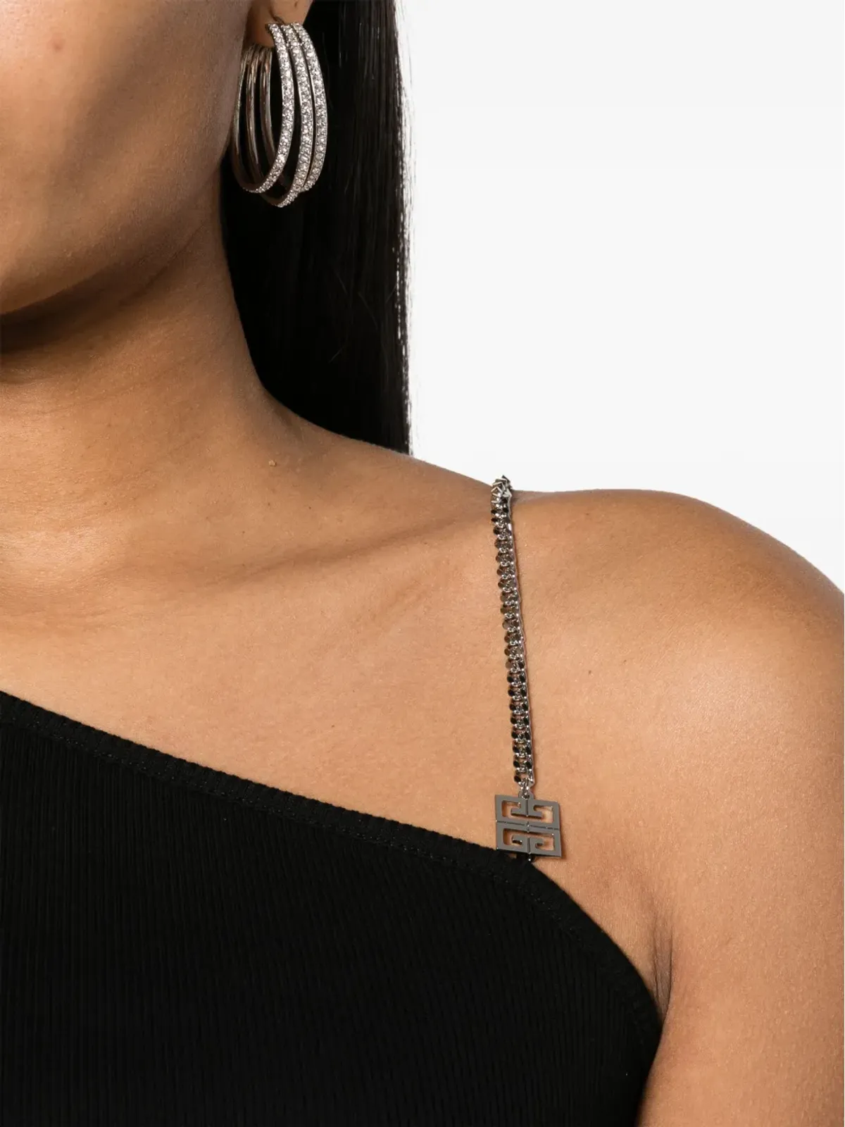 Givenchy 4Gプレート リブ編み タンクトップ ブラック - 画像5