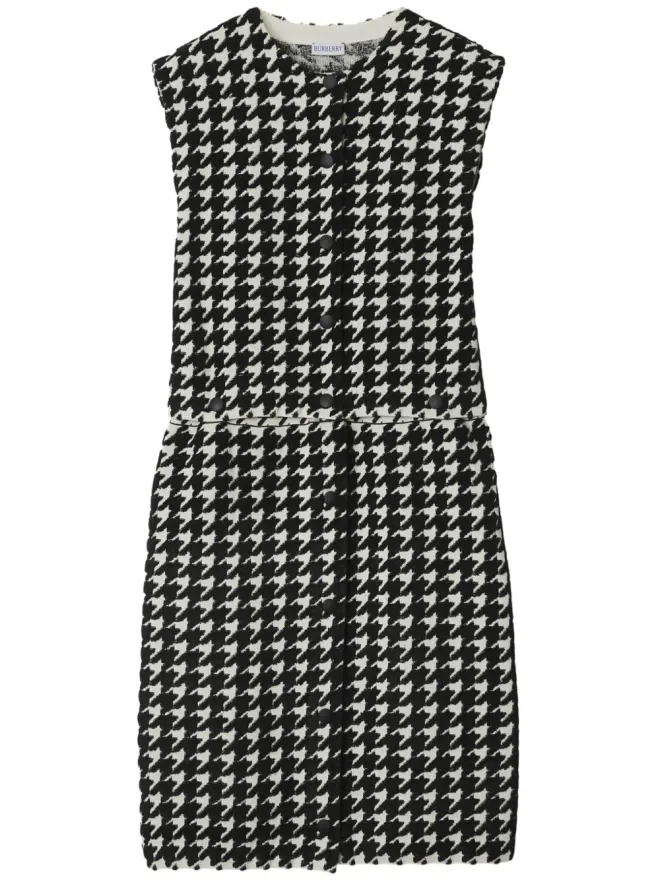 Burberry Burberry ハウンドトゥース柄 ノースリーブ ミニドレス ブラックの商品画像