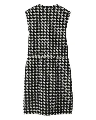 Burberry ハウンドトゥース柄 ノースリーブ ミニドレス ブラック - サムネイル5