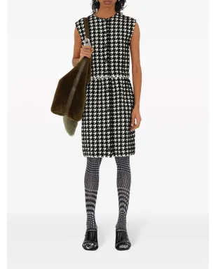 Burberry ハウンドトゥース柄 ノースリーブ ミニドレス ブラック - サムネイル2