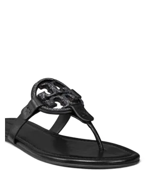 Tory Burch ミラー パヴェ レザー フリップフロップ - ブラック - サムネイル3