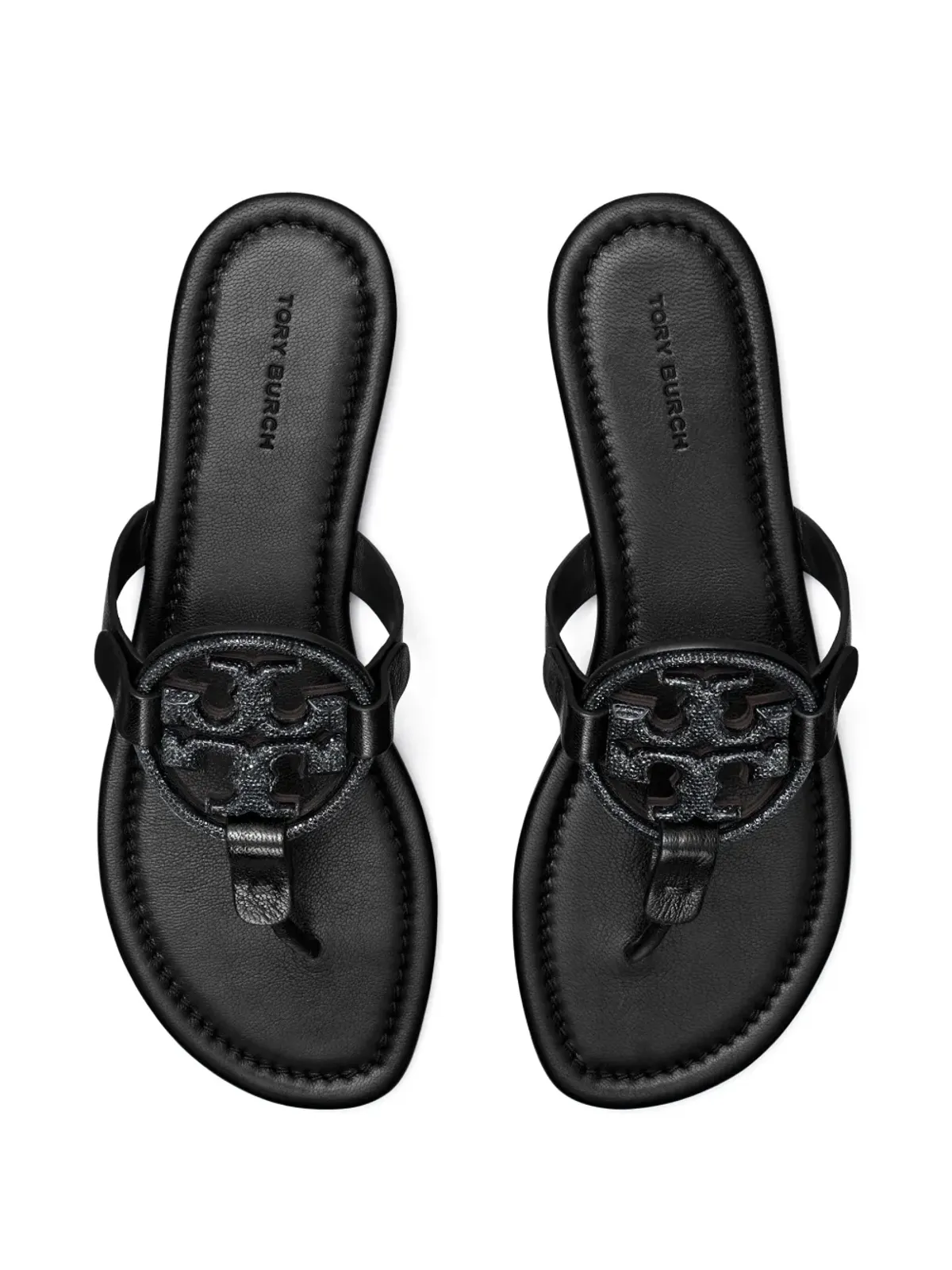 Tory Burch ミラー パヴェ レザー フリップフロップ - ブラック - 画像4