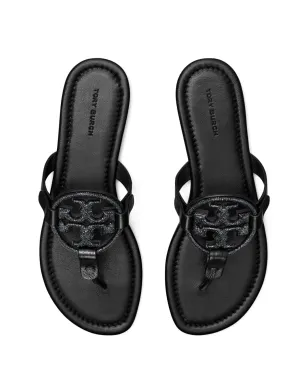 Tory Burch ミラー パヴェ レザー フリップフロップ - ブラック - サムネイル4
