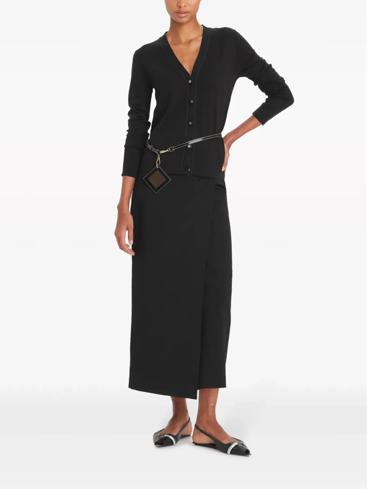 Tory Burch Simone Vネック カーディガン - ブラック - 画像2