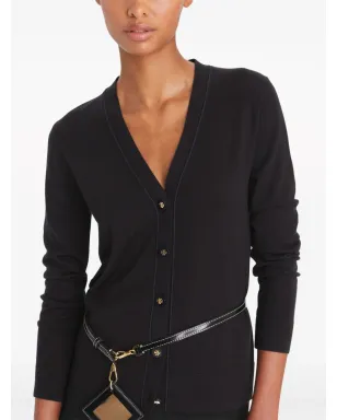Tory Burch Simone Vネック カーディガン - ブラック - サムネイル4