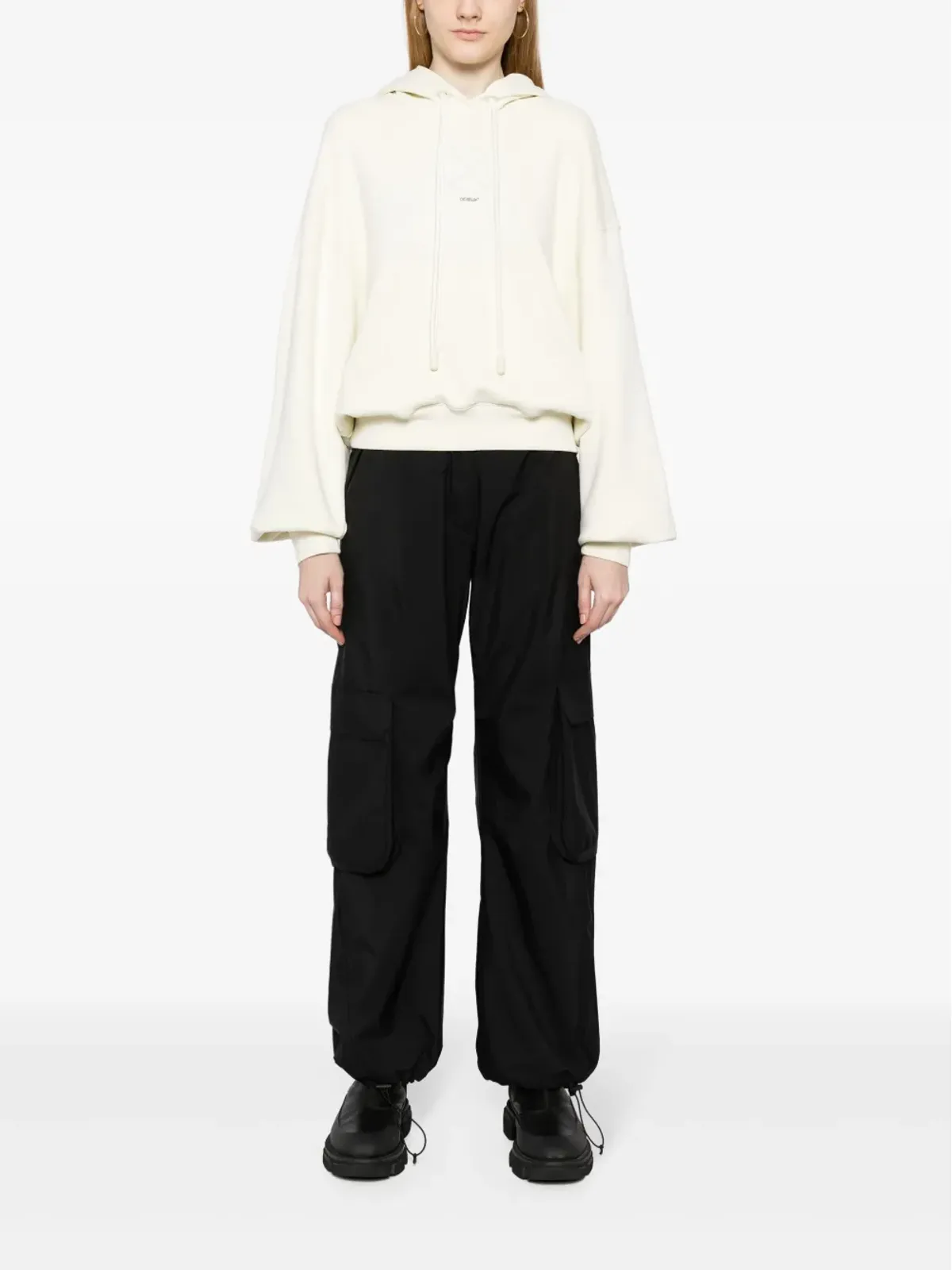 Off-White クリスタル装飾 コットン フーディー - 画像2
