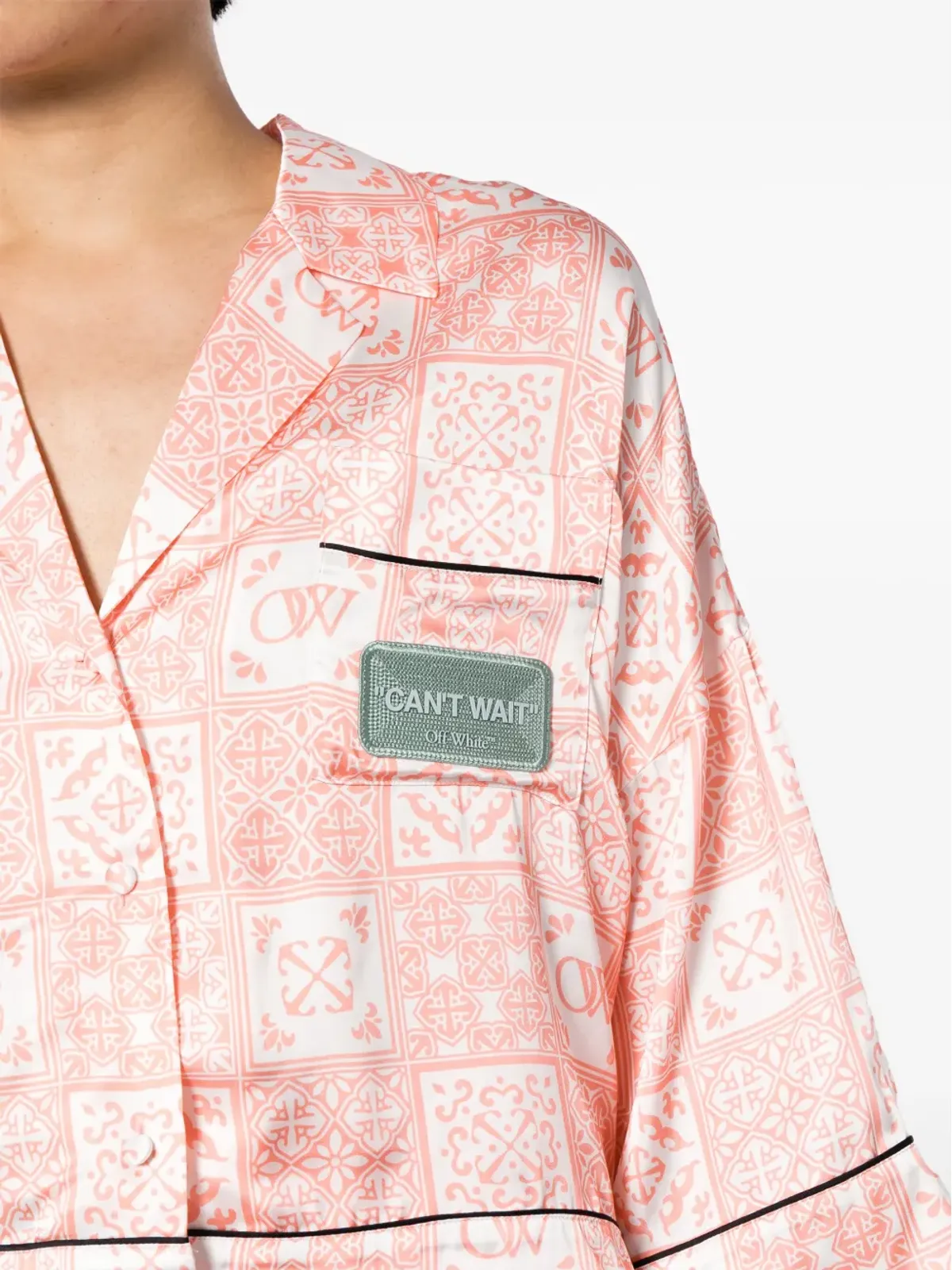 Off-White グラフィックプリント サテン シャツ - ピンク - 画像5