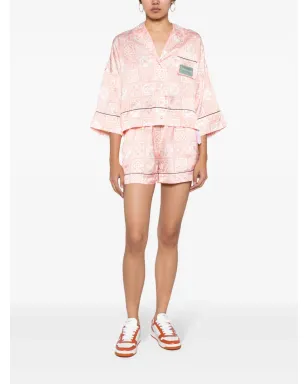 Off-White グラフィックプリント サテン シャツ - ピンク - サムネイル2