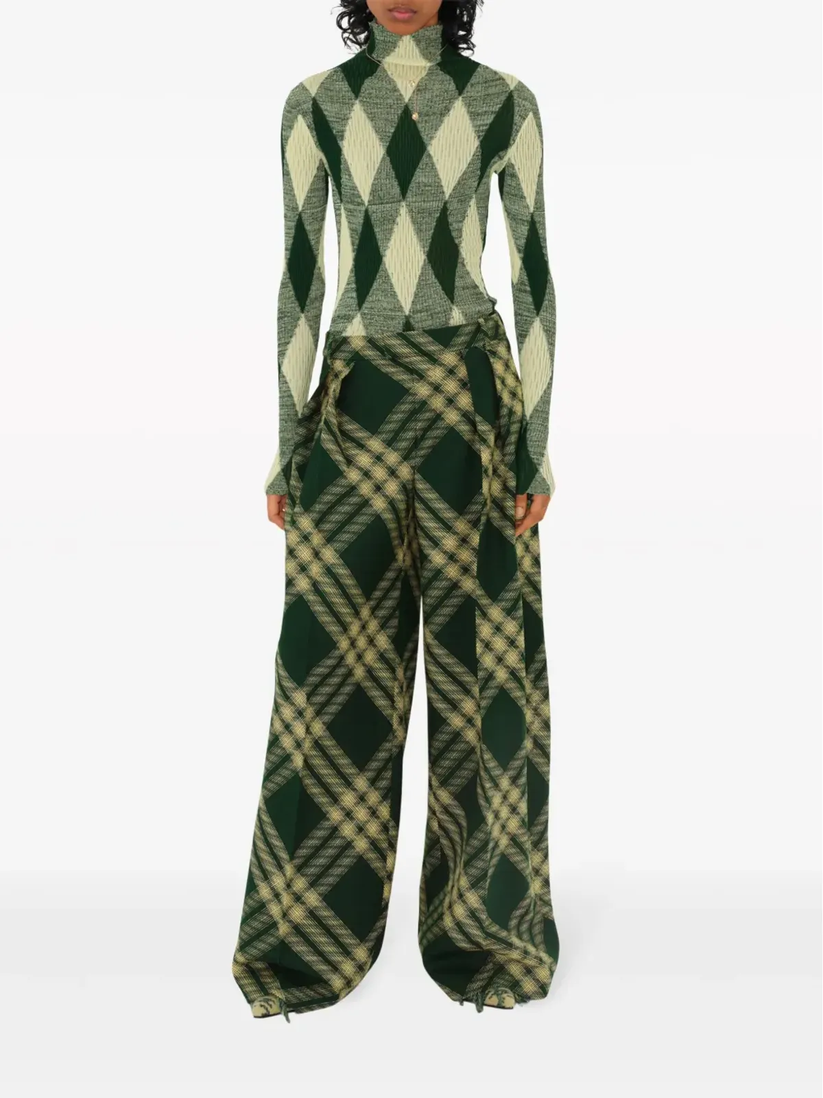 Burberry アーガイル柄ニット ハイネックセーター - 画像2