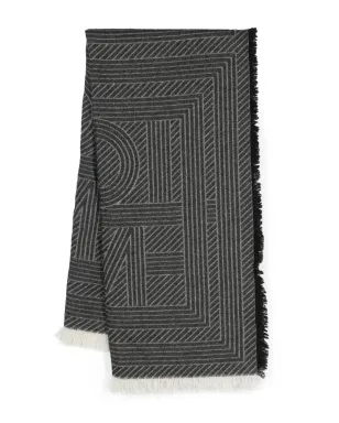 TOTEME モノグラムジャカード ストライプ フリンジ スカーフ - ブラック - サムネイル1