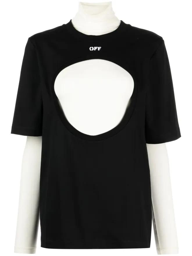 OFF-WHITE Off-White メテオ レイヤード コットン Tシャツ - ブラックの商品画像