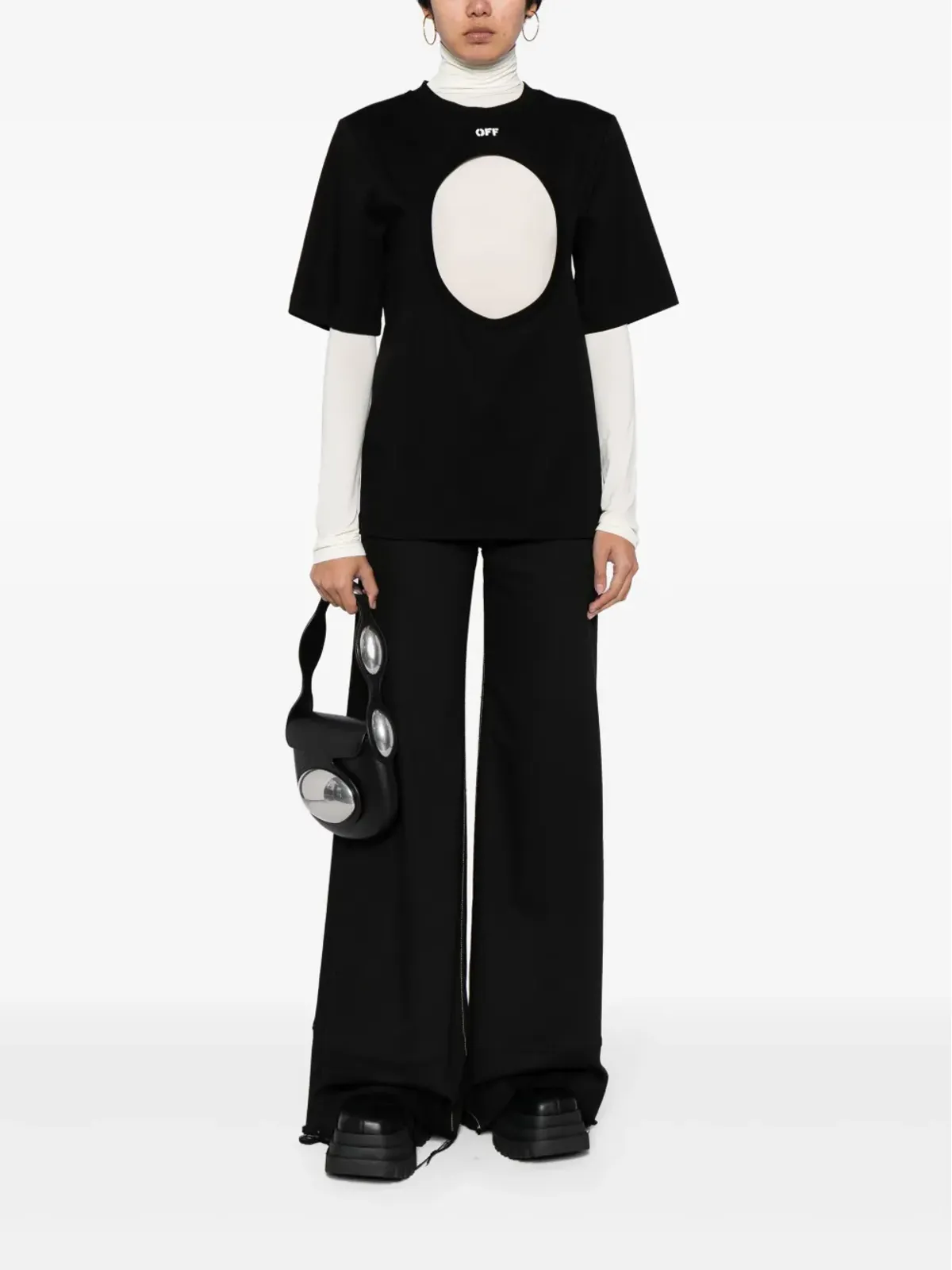 Off-White メテオ レイヤード コットン Tシャツ - ブラック - 画像2