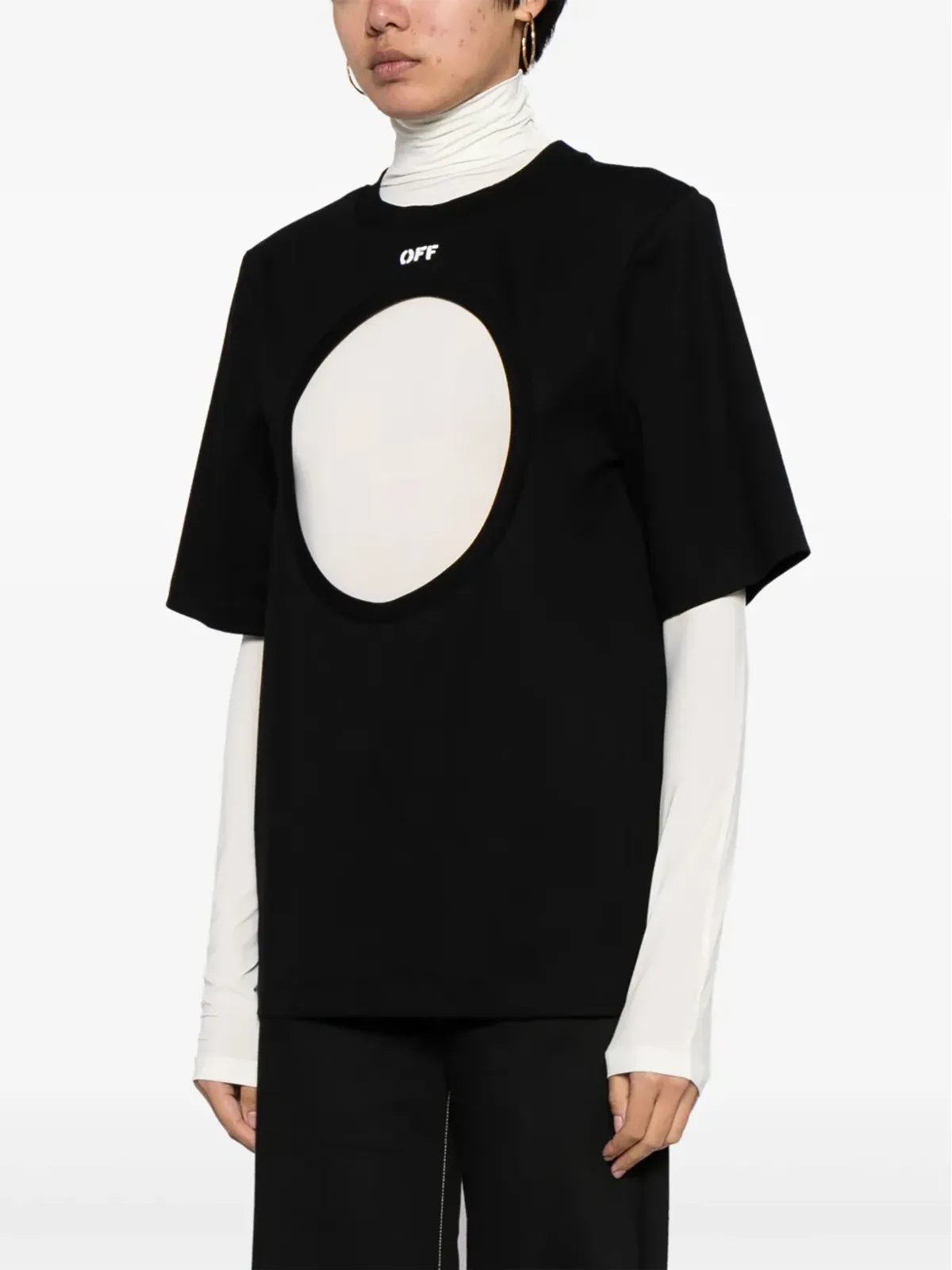 Off-White メテオ レイヤード コットン Tシャツ - ブラック - 画像3