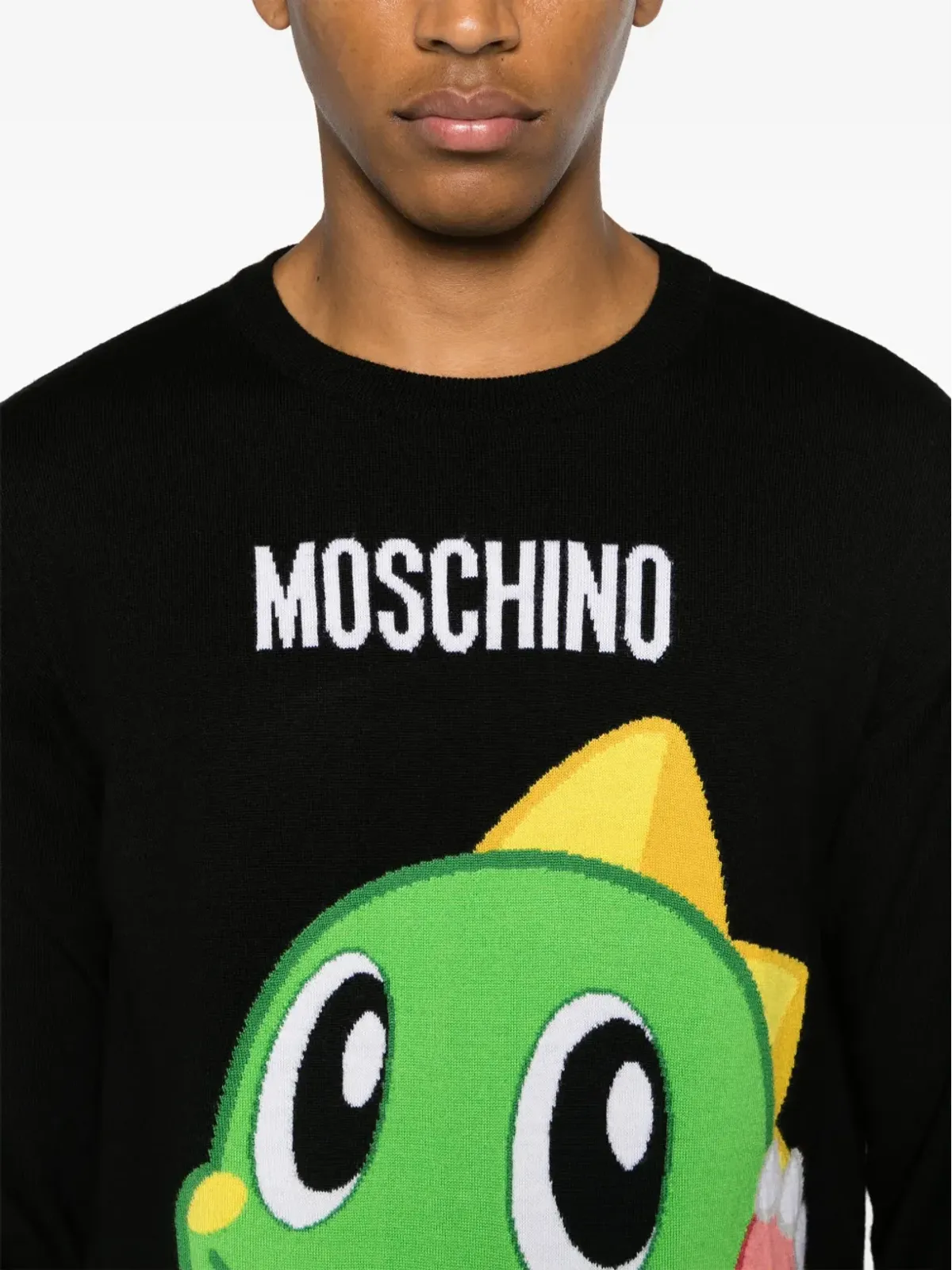 Moschino ロゴジャカード バージンウール ジャンパー - ブラック - 画像5