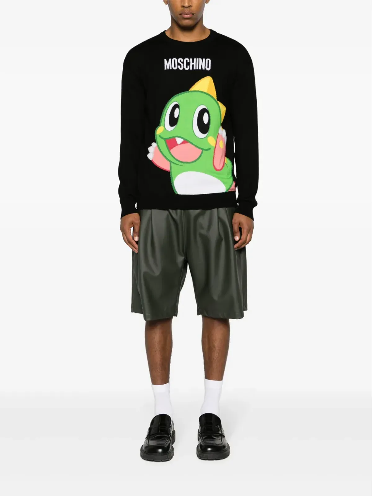 Moschino ロゴジャカード バージンウール ジャンパー - ブラック - 画像2