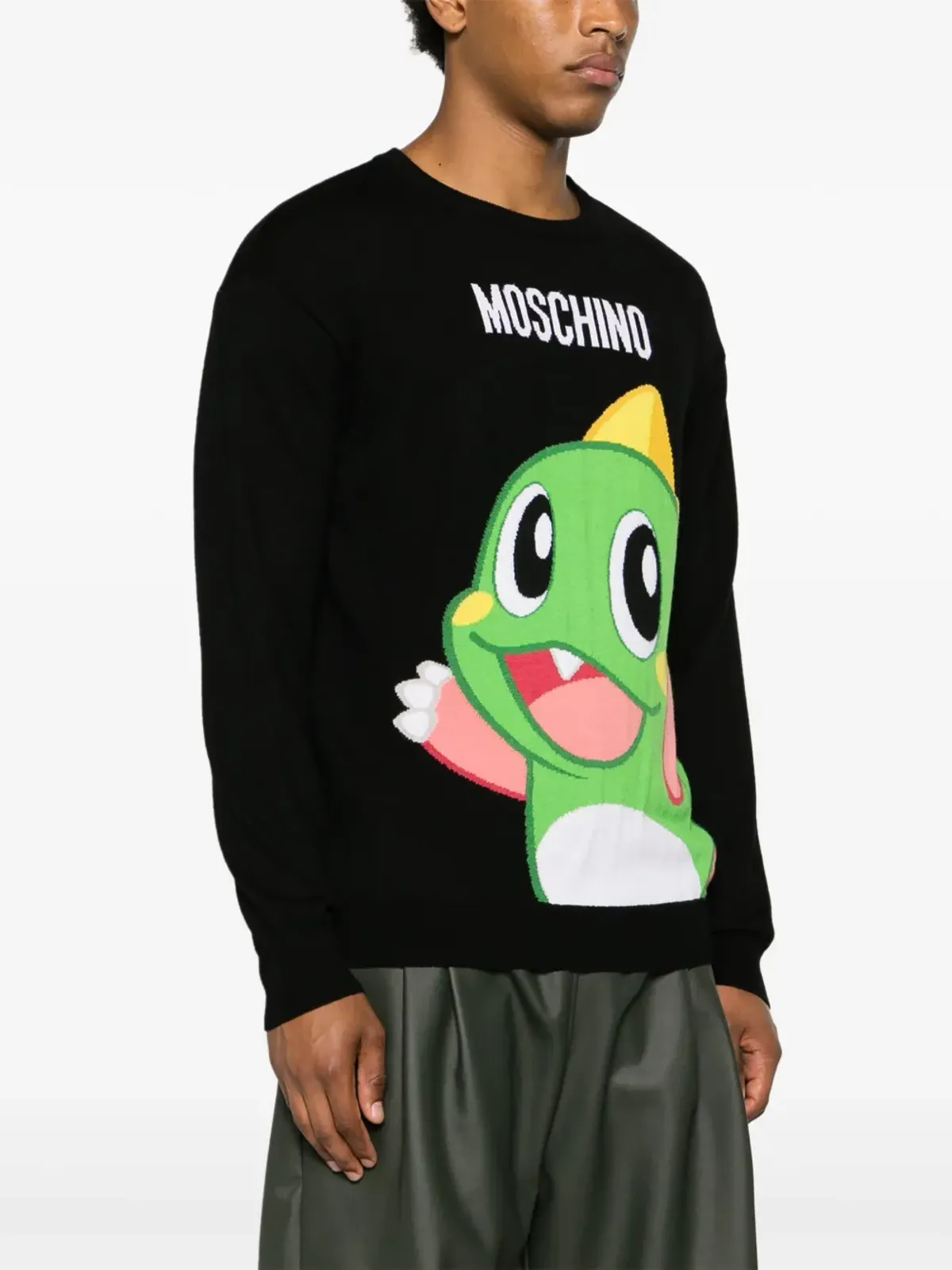 Moschino ロゴジャカード バージンウール ジャンパー - ブラック - 画像3