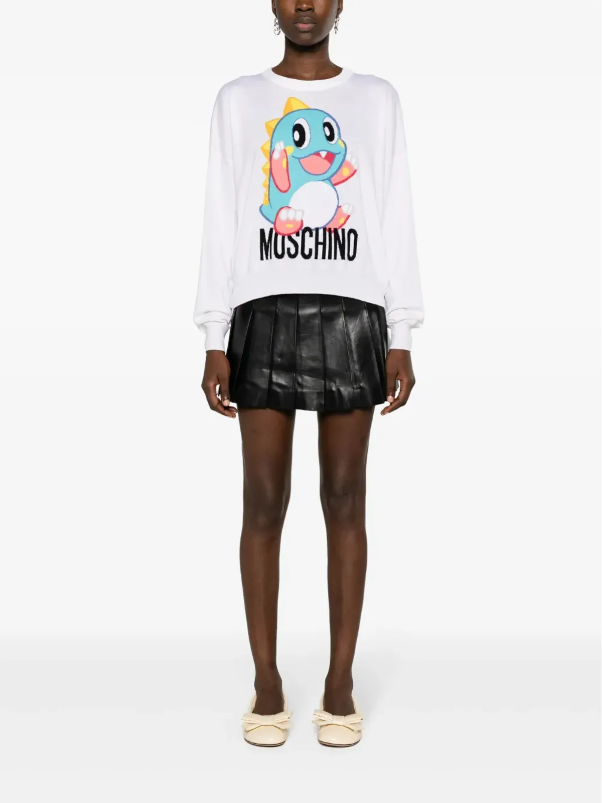 Moschino カートゥーン刺繍 ヴァージンウール セーター - ホワイト - 画像2