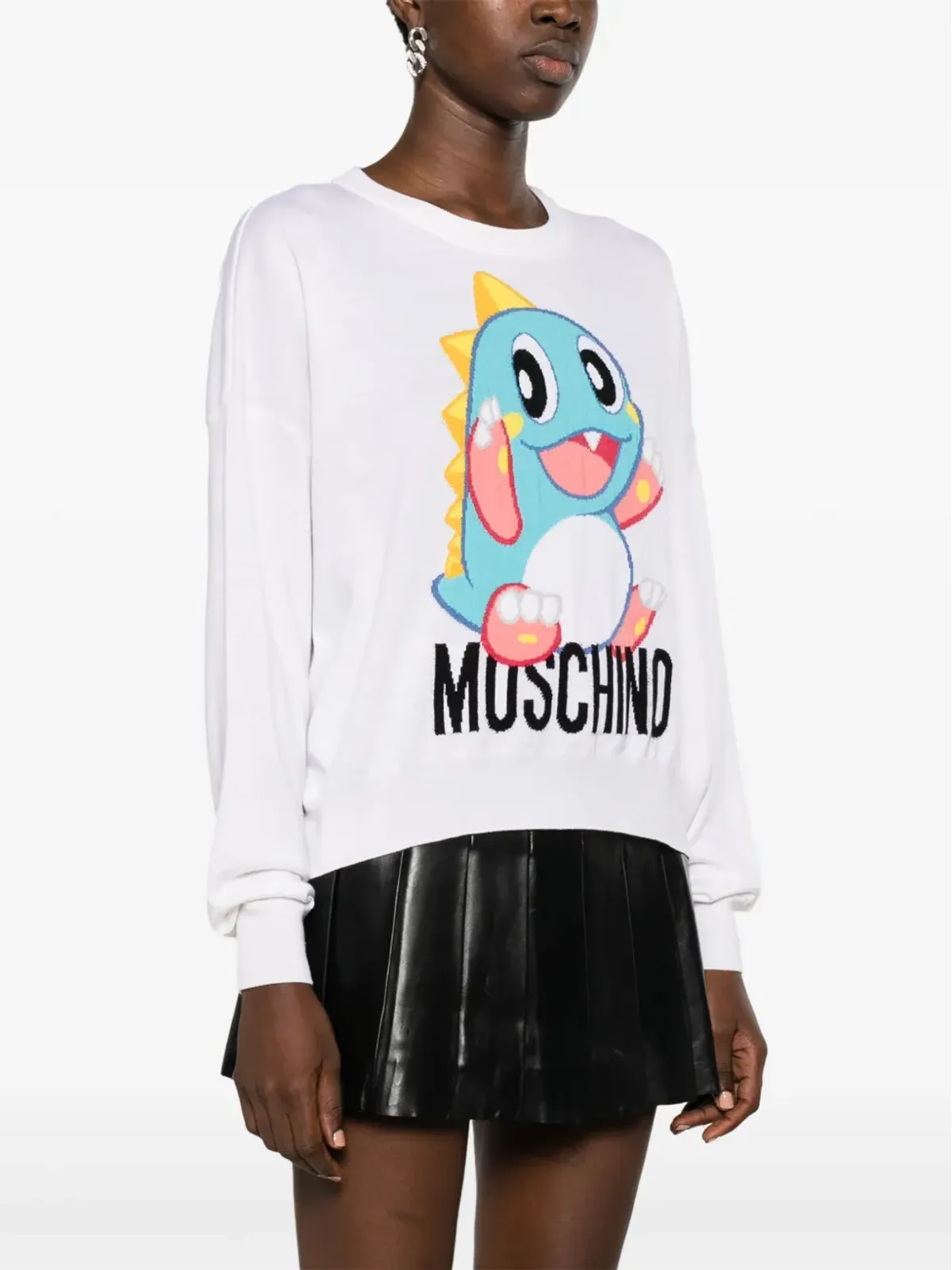 Moschino カートゥーン刺繍 ヴァージンウール セーター - ホワイト - 画像3