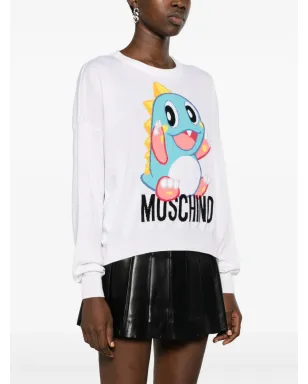 Moschino カートゥーン刺繍 ヴァージンウール セーター - ホワイト - サムネイル3