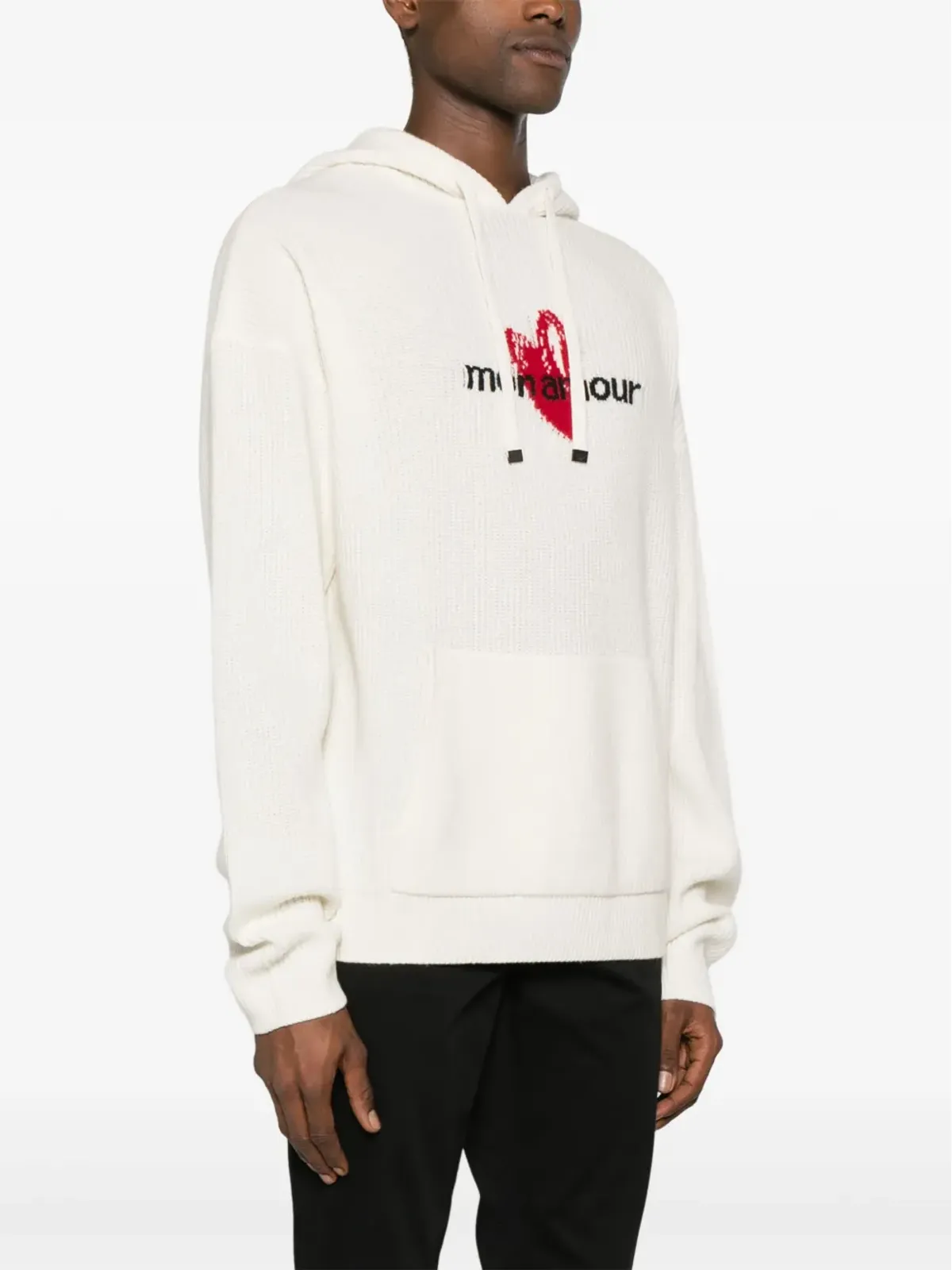 Emporio Armani x Mon Amour インターシャ編みフード付きパーカー - ニュートラルカラー - 画像3