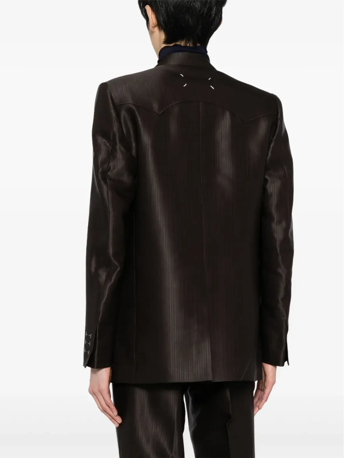 Maison Margiela ストライプ柄のシングルブレスト ブレザー - ブラウン - 画像4