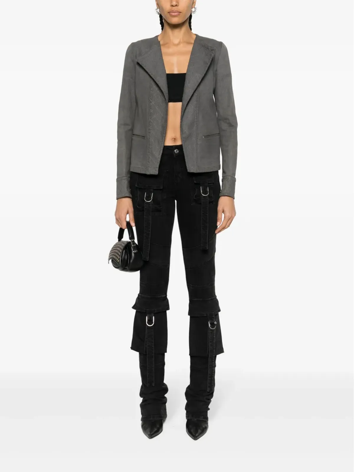 CHANEL ビンテージ 2005年 ダイヤモンドキルト入り コットンジャケット グレー - 画像2