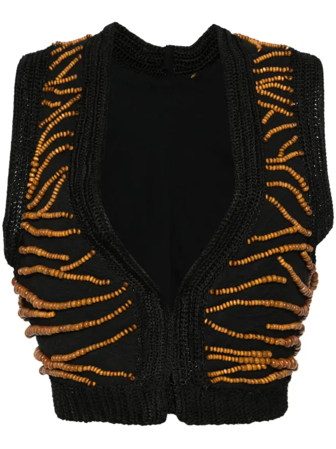 Forte Forte Forte Forte beaded crochet waistcoat - Blackの商品画像