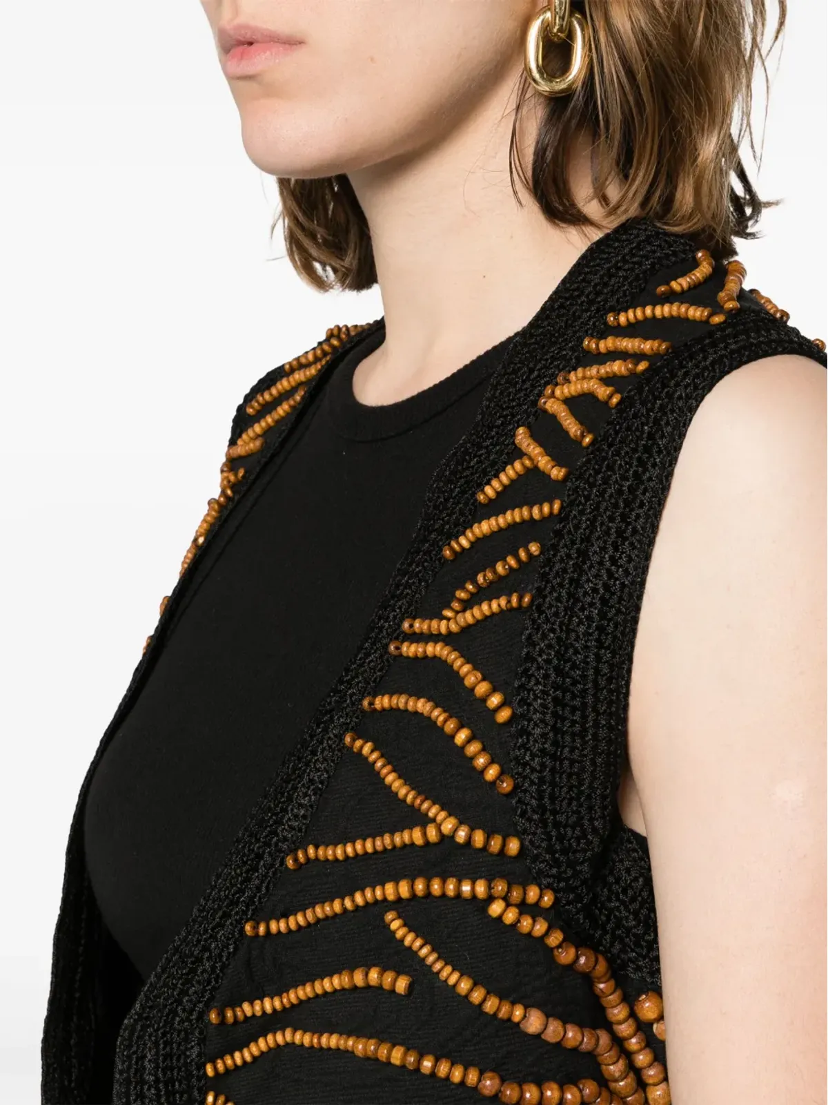 Forte Forte beaded crochet waistcoat - Black - 画像5